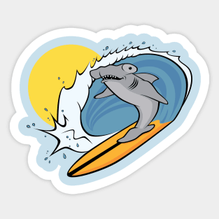 Surfing Shark Sticker